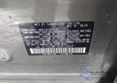 2019 Subaru Forester Touring из США, поврежденный, VIN JF2SKAWC3KH433652